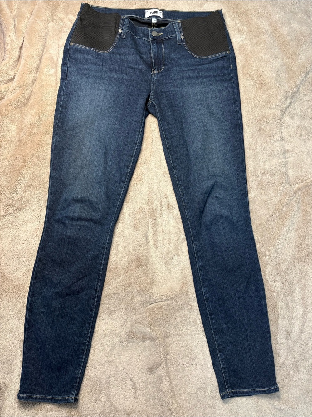 PAIGE maternity Navy Skinny Maternity Jeans with Black Panels
